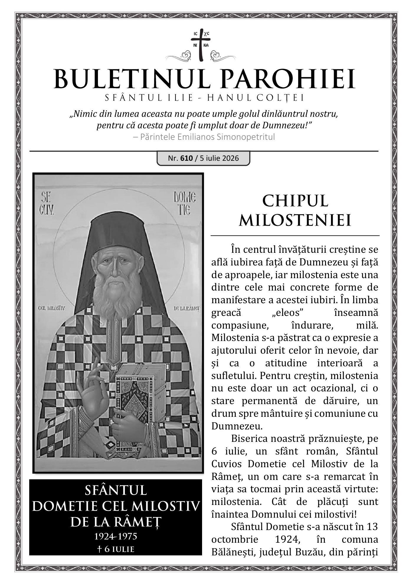 Pagina întâi a numărului 610